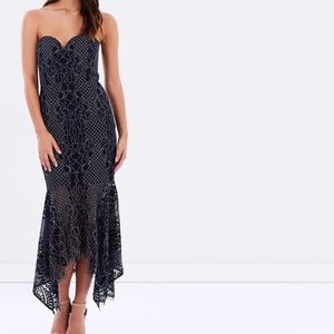Shona Joy Navy Lace Midi Dress